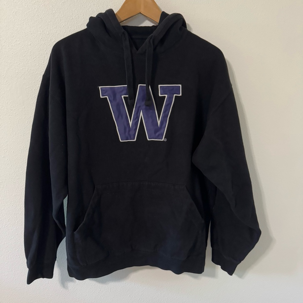 University of Washington Campus Heritage Hoodie Black Purple W Embroidered-M